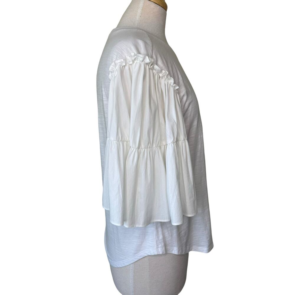 CINQ A SEPT Hailey Ruffle Short Sleeve Top in White Size Small 100% Cotton - Picture 6 of 12
